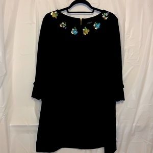 Black Tahari dress with floral embellishments
